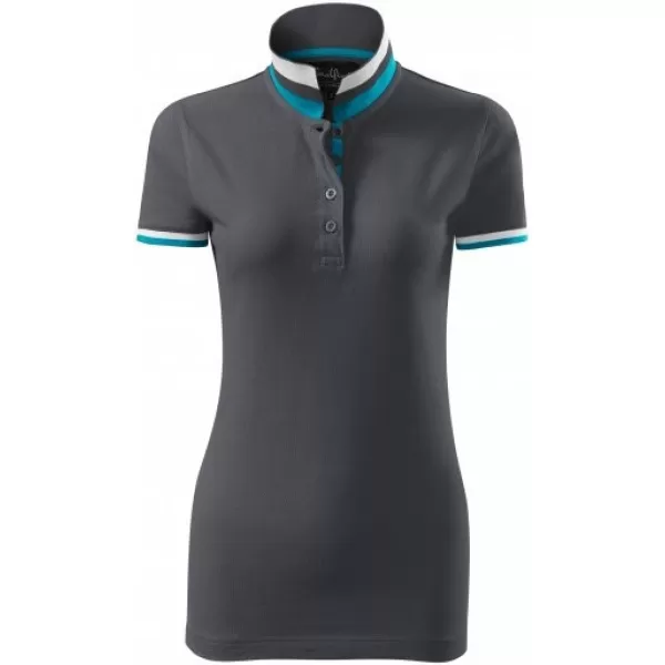  Ženska majica s kratkimi rokavi z ovratnikom MALFINI PREMIUM COLLAR UP 257 SVETLO ANTRACIT 