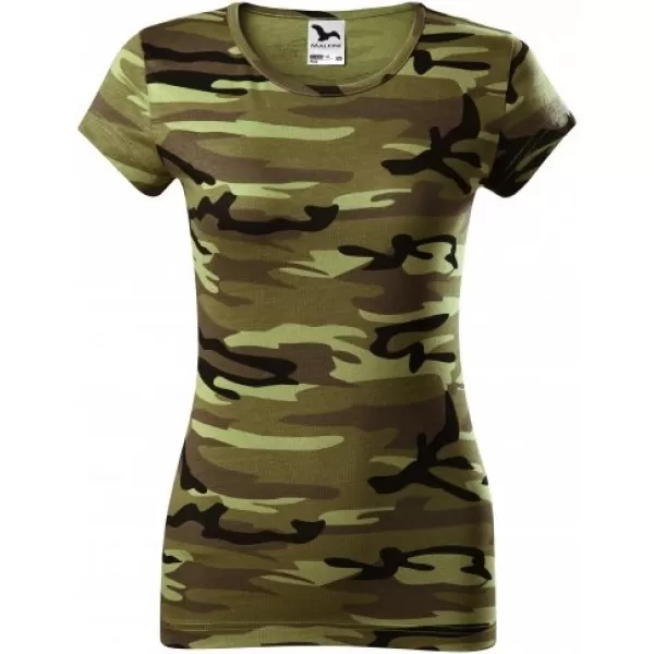  Ženska majica s kratkimi rokavi MALFINI CAMO PURE 122 KAMUFLAŽNO ZELENA 