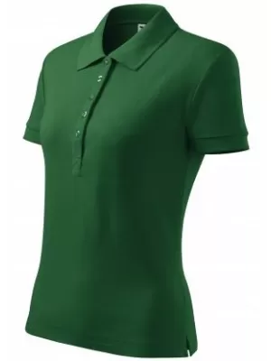 Ženska majica s kratkimi rokavi z ovratnikom MALFINI COTTON 213 STEKLENICA ZELENA