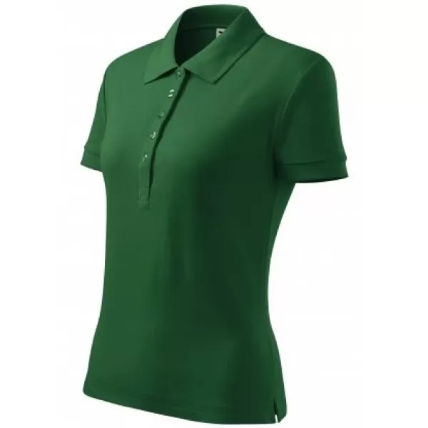  Ženska majica s kratkimi rokavi z ovratnikom MALFINI COTTON 213 STEKLENICA ZELENA 