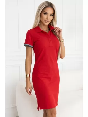 Ženska obleka z ovratnikom MALFINI PREMIUM DRESS UP 271 RDEČA FORMULA