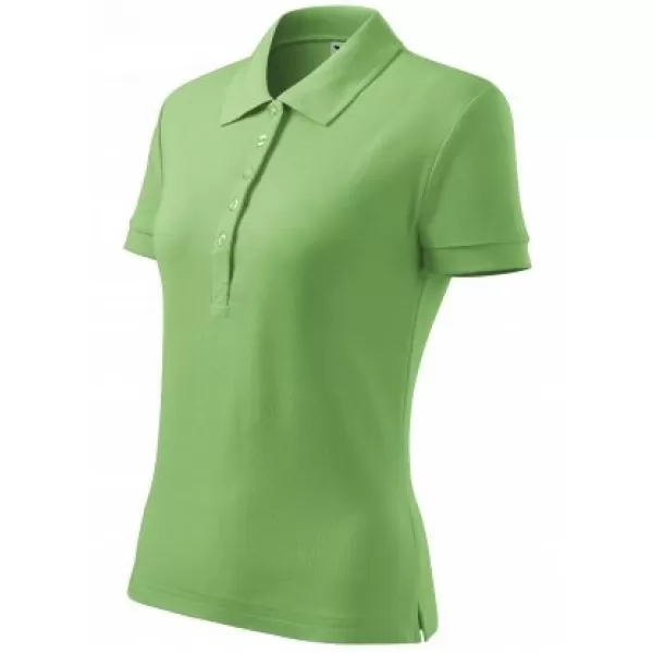  Ženska majica s kratkimi rokavi z ovratnikom MALFINI COTTON 213 TRAVNATO ZELENA 