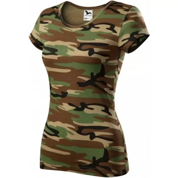  Ženska majica s kratkimi rokavi MALFINI CAMO PURE 122 KAMUFLAŽNO RJAVA 