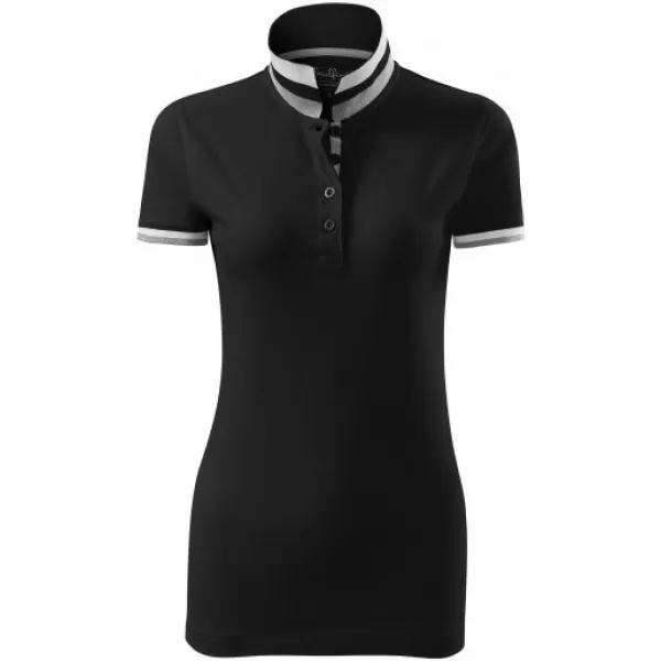  Ženska majica s kratkimi rokavi z ovratnikom MALFINI PREMIUM COLLAR UP 257 ČRNA 