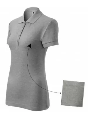 Ženska majica s kratkimi rokavi z ovratnikom MALFINI COTTON 213 TEMNO SIVI POUDARKI