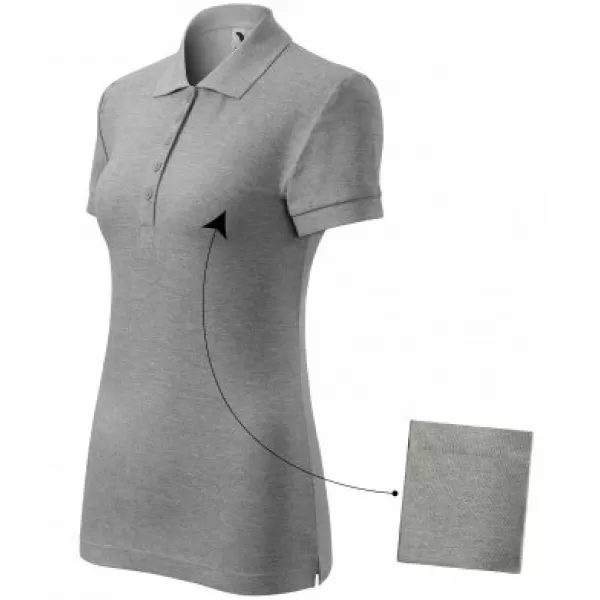  Ženska majica s kratkimi rokavi z ovratnikom MALFINI COTTON 213 TEMNO SIVI POUDARKI 