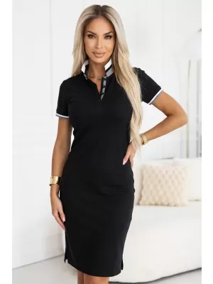 Ženska obleka z ovratnikom MALFINI PREMIUM DRESS UP 271 ČRNA
