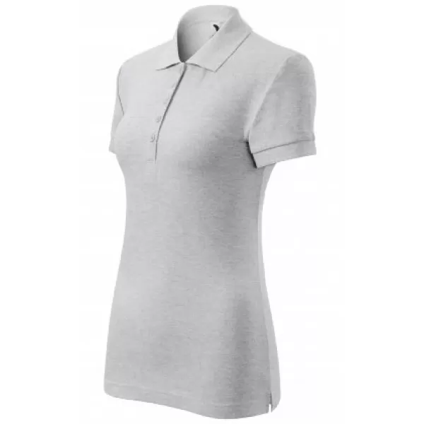  Ženska majica s kratkimi rokavi z ovratnikom MALFINI COTTON 213 SVETLO SIVI POUDARKI 