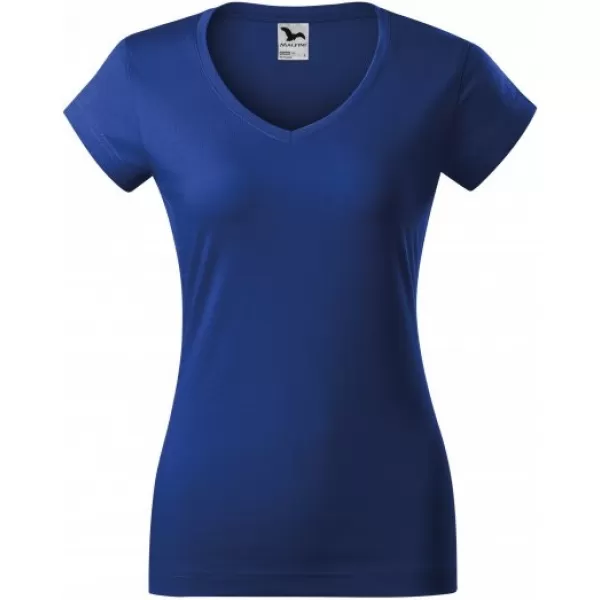  Ženska majica s kratkimi rokavi MALFINI FIT V-NECK 162 KRALJEVSKO MODRA 