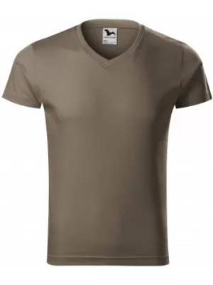 Moška majica s kratkimi rokavi MALFINI SLIM FIT V-NECK 146 VOJSKE