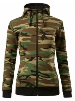 Ženski pulover MALFINI CAMO ZIPPER C20 KAMUFLAŽNO RJAVA