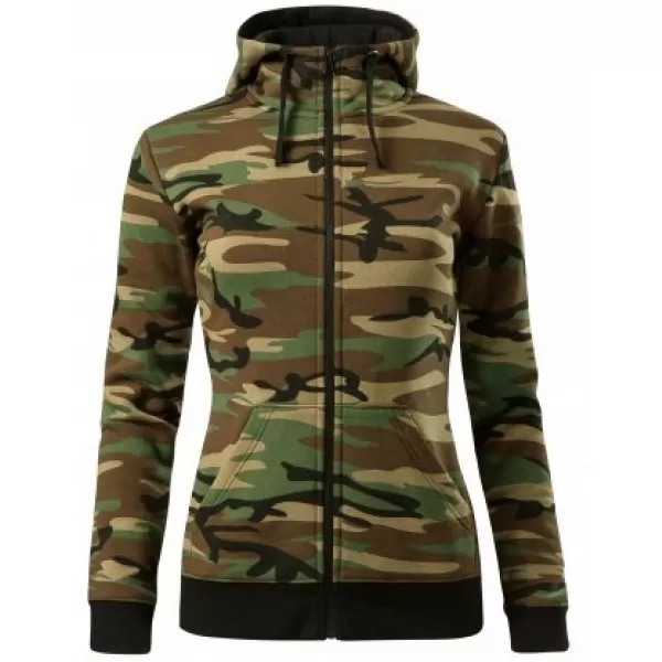  Ženski pulover MALFINI CAMO ZIPPER C20 KAMUFLAŽNO RJAVA 