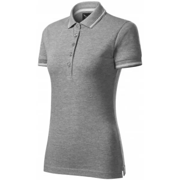  Ženska majica s kratkimi rokavi z ovratnikom MALFINI PREMIUM PERFECTION PLAIN 253 TEMNO SIVI POUDARKI 