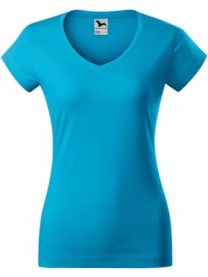 Ženska majica s kratkimi rokavi MALFINI FIT V-NECK 162 TURKIZNA