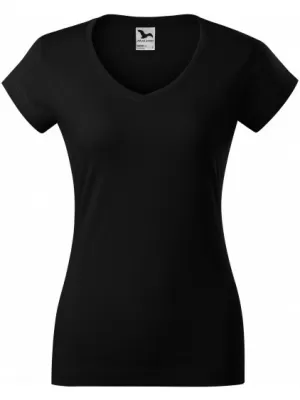Ženska majica s kratkimi rokavi MALFINI FIT V-NECK 162 ČRNA