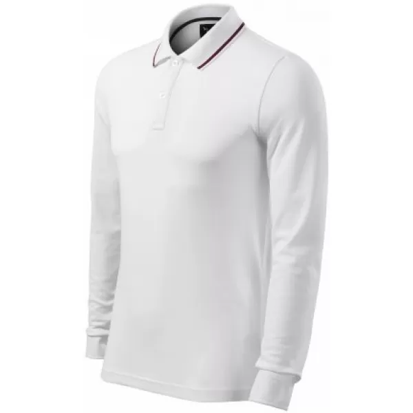  Moška majica z dolgimi rokavi in ​​ovratnikom MALFINI PREMIUM CONTRAST STRIPE LS 258 BELA 