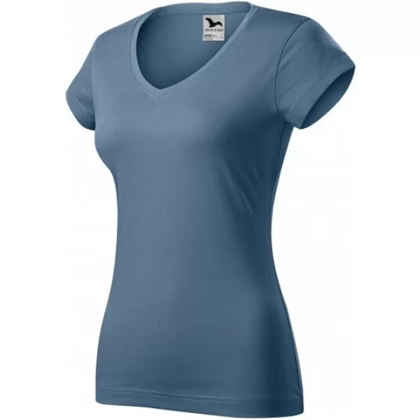  Ženska majica s kratkimi rokavi MALFINI FIT V-NECK 162 DENIM 