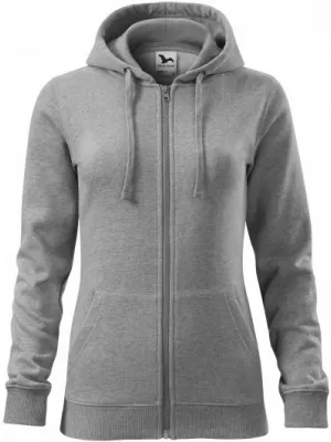 Ženski pulover MALFINI TRENDY ZIPPER 411 TEMNO SIVI POUDARKI