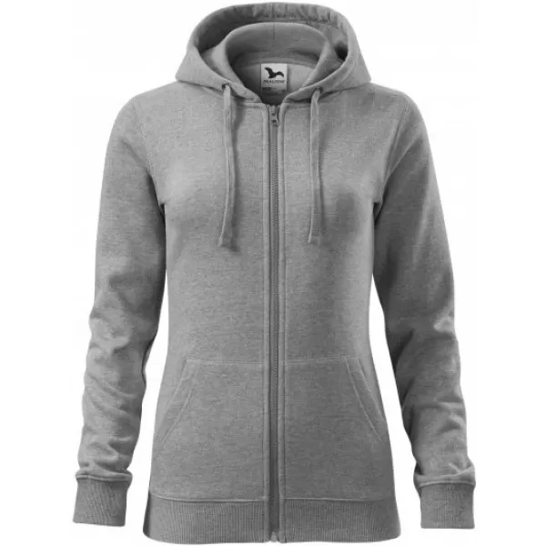  Ženski pulover MALFINI TRENDY ZIPPER 411 TEMNO SIVI POUDARKI 