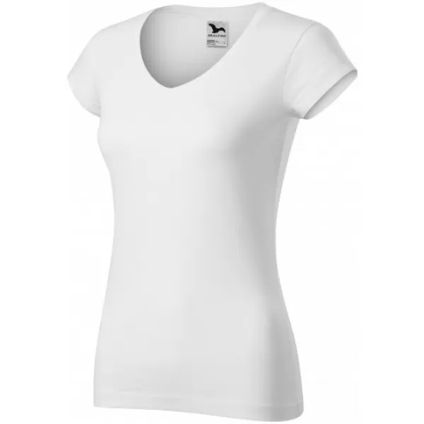  Ženska majica s kratkimi rokavi MALFINI FIT V-NECK 162 BELA 