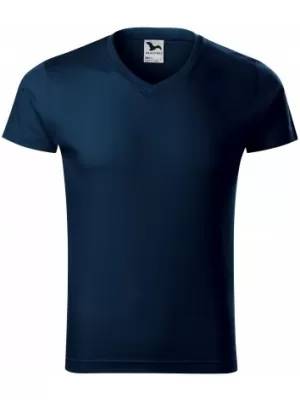 Moška majica s kratkimi rokavi MALFINI SLIM FIT V-NECK 146 MORNARSKO MODRA