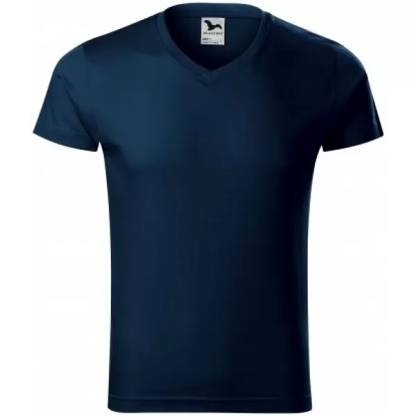  Moška majica s kratkimi rokavi MALFINI SLIM FIT V-NECK 146 MORNARSKO MODRA 