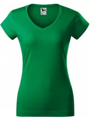 Ženska majica s kratkimi rokavi MALFINI FIT V-NECK 162 SREDNJE ZELENA