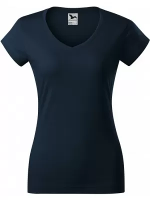 Ženska majica s kratkimi rokavi MALFINI FIT V-NECK 162 MORNARSKO MODRA