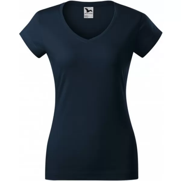  Ženska majica s kratkimi rokavi MALFINI FIT V-NECK 162 MORNARSKO MODRA 