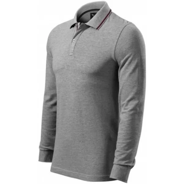  Moška majica z dolgimi rokavi in ​​ovratnikom MALFINI PREMIUM CONTRAST STRIPE LS 258 TEMNO SIVI POUDARKI 