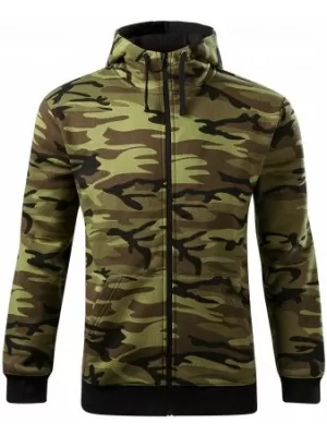 Moški pulover MALFINI CAMO ZIPPER C19 KAMUFLAŽNO ZELENA