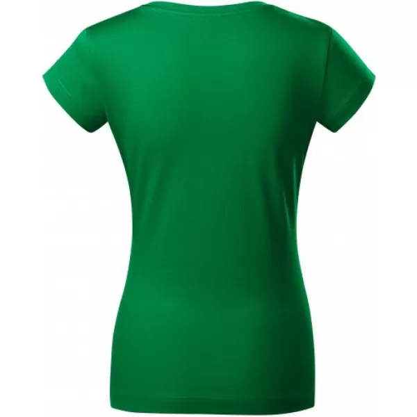  Ženska majica s kratkimi rokavi MALFINI FIT V-NECK 162 SREDNJE ZELENA 