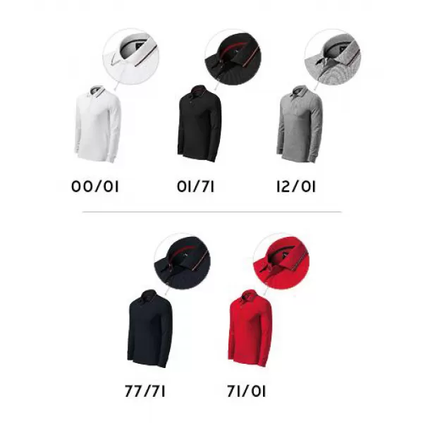  Moška majica z dolgimi rokavi in ​​ovratnikom MALFINI PREMIUM CONTRAST STRIPE LS 258 TEMNO SIVI POUDARKI 