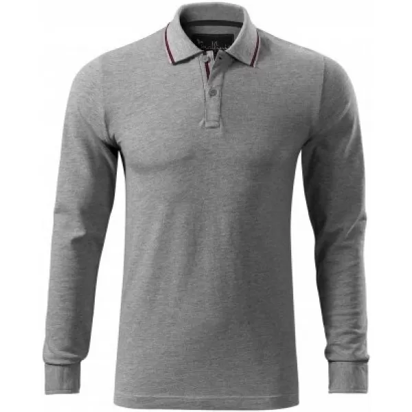  Moška majica z dolgimi rokavi in ​​ovratnikom MALFINI PREMIUM CONTRAST STRIPE LS 258 TEMNO SIVI POUDARKI 