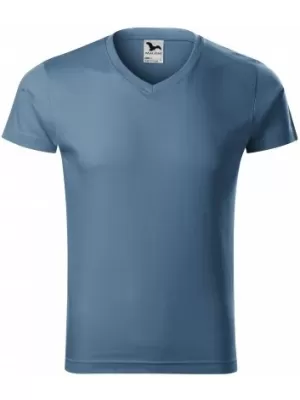 Moška majica s kratkimi rokavi MALFINI SLIM FIT V-NECK 146 DENIM