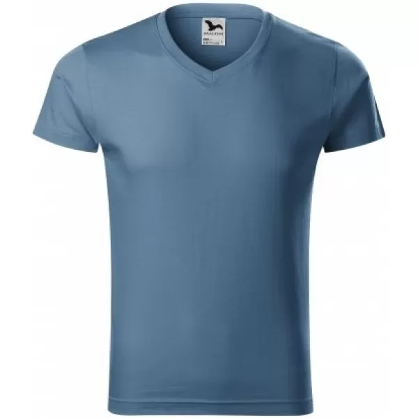 Moška majica s kratkimi rokavi MALFINI SLIM FIT V-NECK 146 DENIM 