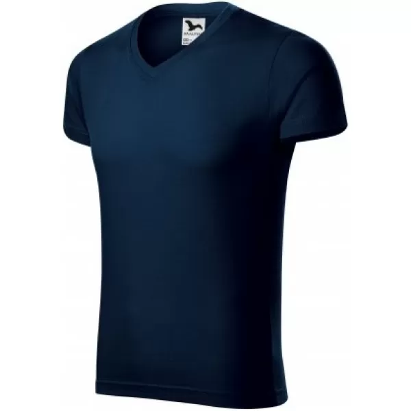  Moška majica s kratkimi rokavi MALFINI SLIM FIT V-NECK 146 MORNARSKO MODRA 