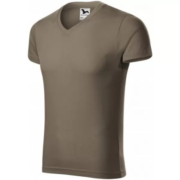  Moška majica s kratkimi rokavi MALFINI SLIM FIT V-NECK 146 VOJSKE 
