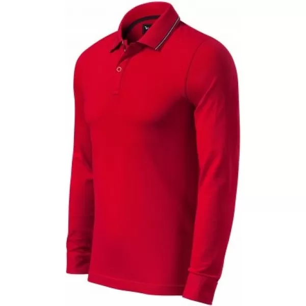  Moška majica z dolgimi rokavi in ​​ovratnikom MALFINI PREMIUM CONTRAST STRIPE LS 258 RDEČA FORMULA 