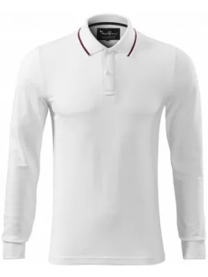 Moška majica z dolgimi rokavi in ​​ovratnikom MALFINI PREMIUM CONTRAST STRIPE LS 258 BELA