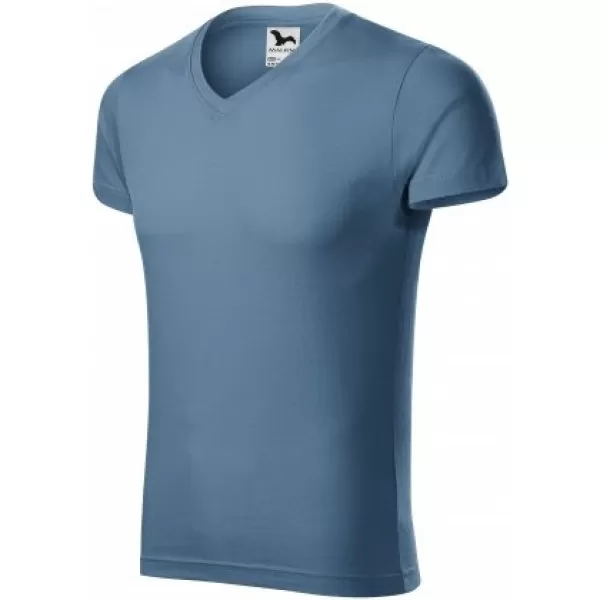  Moška majica s kratkimi rokavi MALFINI SLIM FIT V-NECK 146 DENIM 