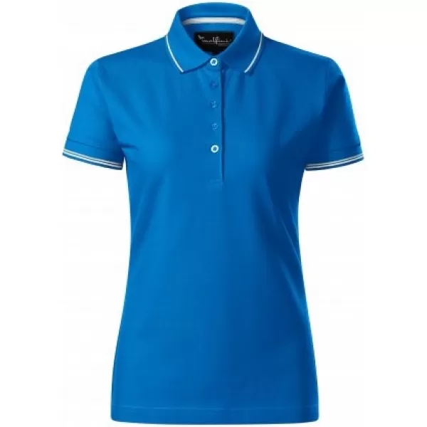  Ženska majica s kratkimi rokavi z ovratnikom MALFINI PREMIUM PERFECTION PLAIN 253 DIHALKA MODRA 