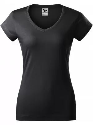 Ženska majica s kratkimi rokavi MALFINI FIT V-NECK 162 EBENOVINASTO SIVA