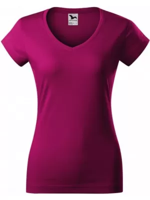 Ženska majica s kratkimi rokavi MALFINI FIT V-NECK 162 FUKSIJA RDEČA