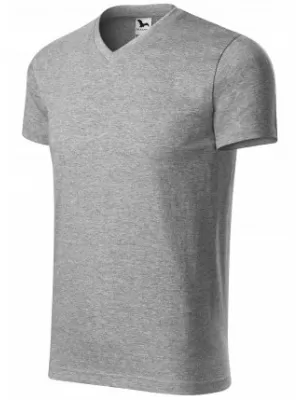 Moška majica s kratkimi rokavi MALFINI HEAVY V-NECK 111 TEMNO SIVI POUDARKI