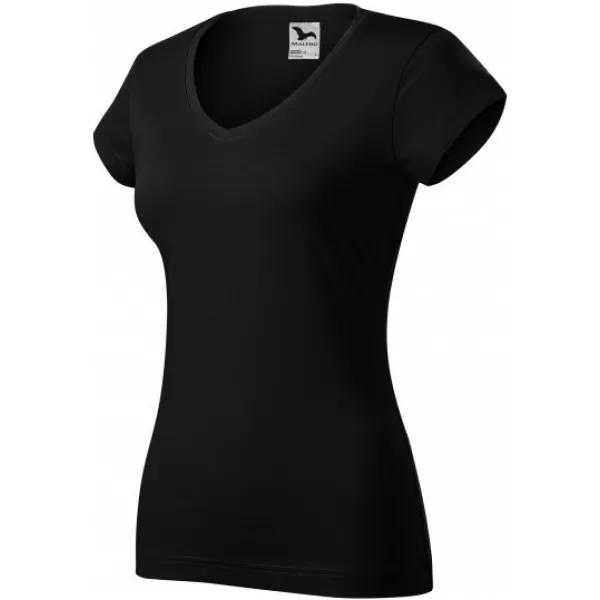  Ženska majica s kratkimi rokavi MALFINI FIT V-NECK 162 ČRNA 