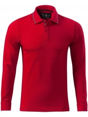 Moška majica z dolgimi rokavi in ​​ovratnikom MALFINI PREMIUM CONTRAST STRIPE LS 258 RDEČA FORMULA