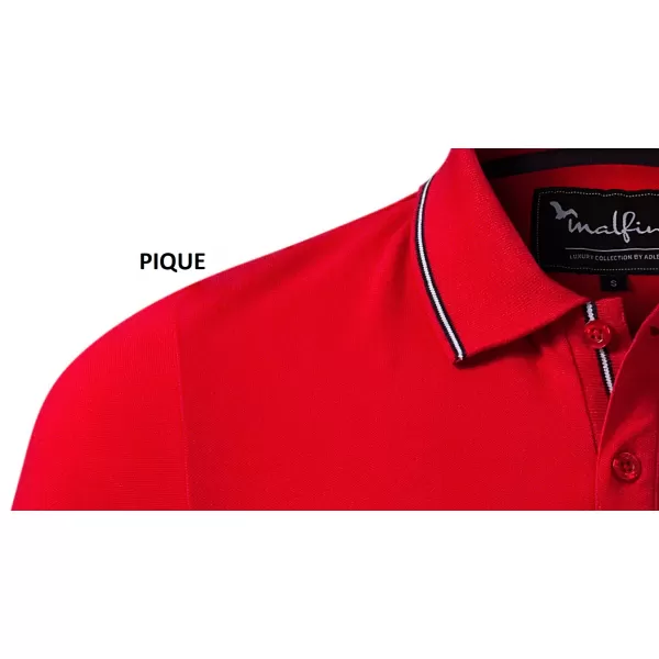  Moška majica z dolgimi rokavi in ​​ovratnikom MALFINI PREMIUM CONTRAST STRIPE LS 258 RDEČA FORMULA 