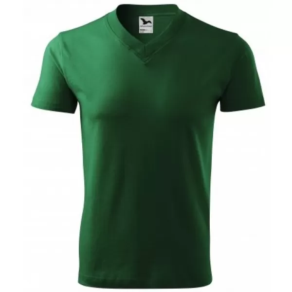  Moška majica s kratkimi rokavi MALFINI V-NECK 102 STEKLENICA ZELENA 