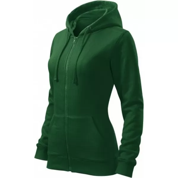  Ženski pulover MALFINI TRENDY ZIPPER 411 STEKLENICA ZELENA 